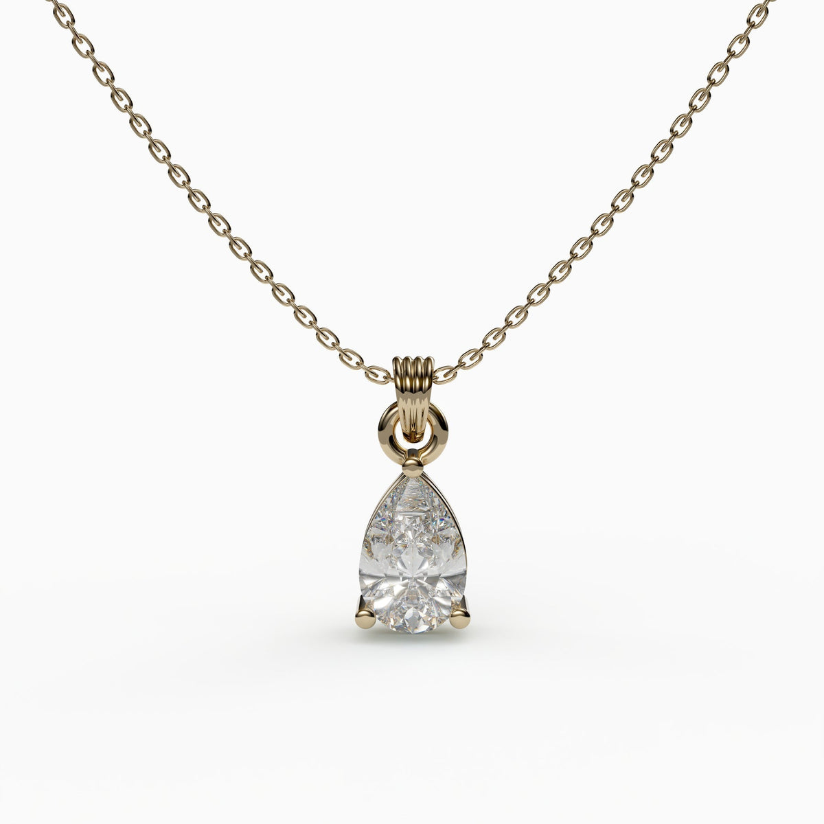 Pear Solitaire Pendant Necklace 925 Sterling Silver