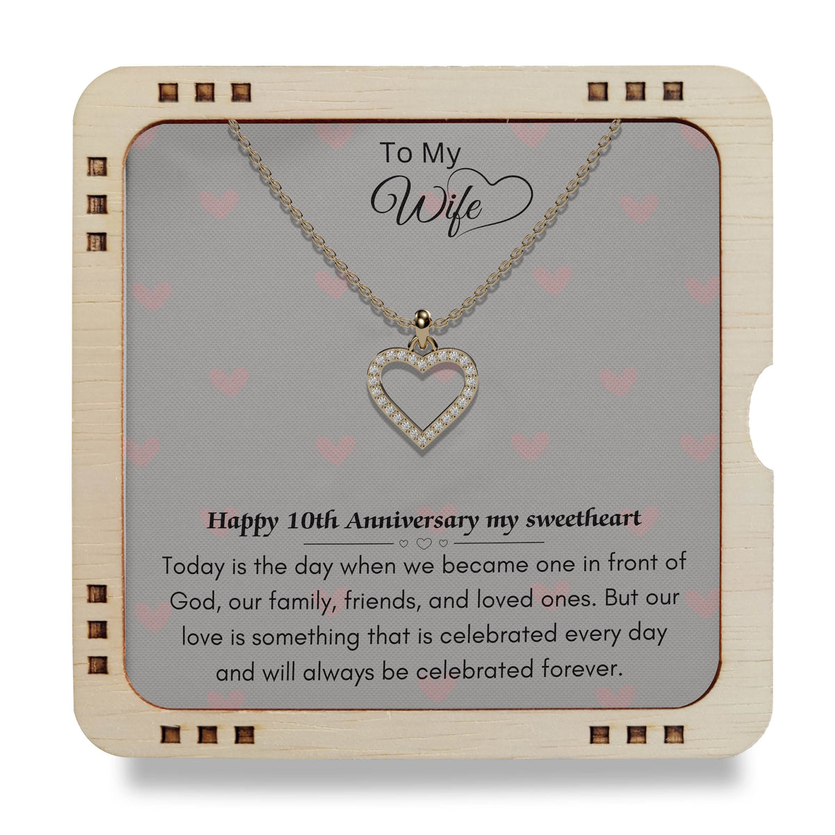 18K Gold Plated Necklace To My Wife - Happy 10th Anniversary my sweetheart